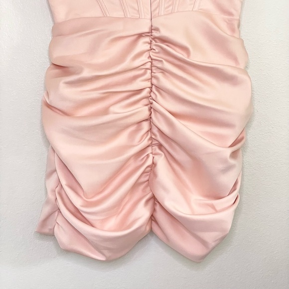 House of CB Coraline Blush Satin Corset Ruched Mini  Dress Large Plus - Picture 10 of 16